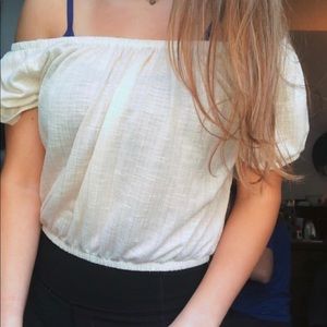 Cream crop top off the shoulder